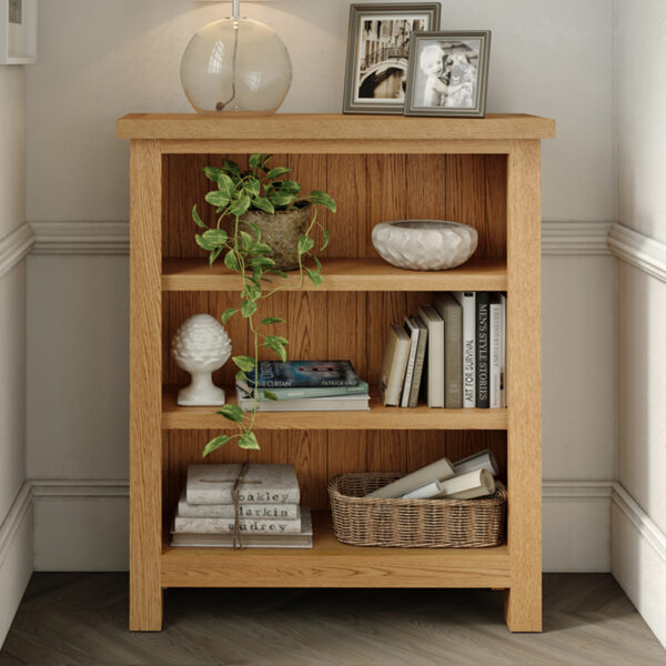 Ancroft Waxed Oak Low Bookcase | Clearance
