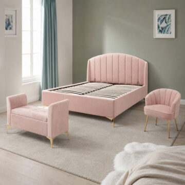 Haikou 135Cm End Lift Ott Pink + Chair Pink + Ottoman