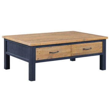 Debden Blue Coffee Table With Four Drawers | Assembled