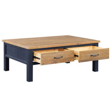 Debden Blue Coffee Table With Four Drawers | Assembled