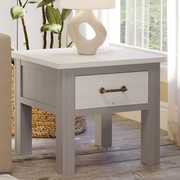 Aldgate Lamp Table With drawer | Bedside Table | Fully Assembled Grey