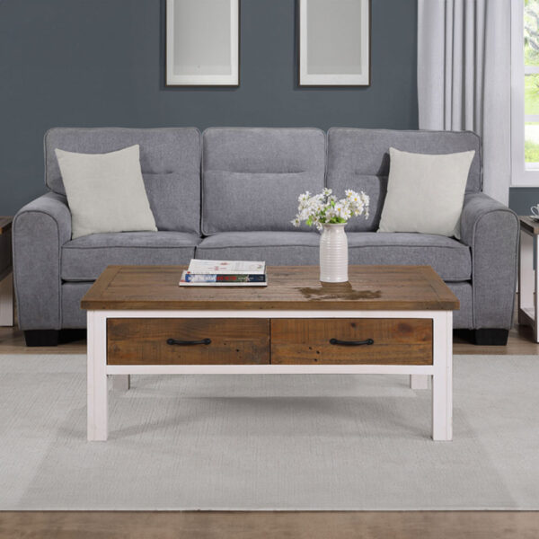 White Barkingside Coffee Table With Four Drawers | Fully Assembled