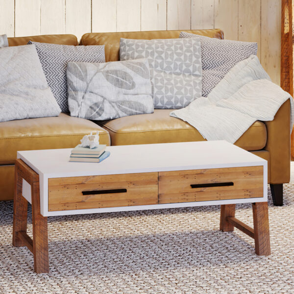 White Croydon Reclaimed Coffee Table | Fully Assembled