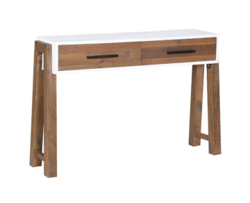Croydon White Reclaimed Console Table Open | Assembled