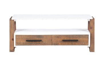 Croydon White 2 Drawer TV Cabinet 110cm | Reclaimed | Assembled