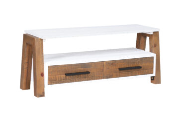 Croydon White 2 Drawer TV Cabinet 110cm | Reclaimed | Assembled