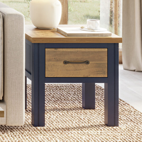 Blue Debden Lamp Table With drawer | Bedside Table | Fully Assembled