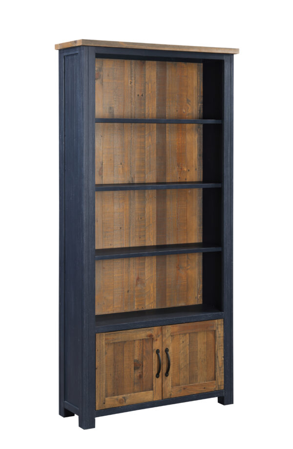 Blue Debden Large Open Bookcase with Doors | Fully Assembled
