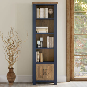 Blue Debden Narrow Bookcase | Assembled