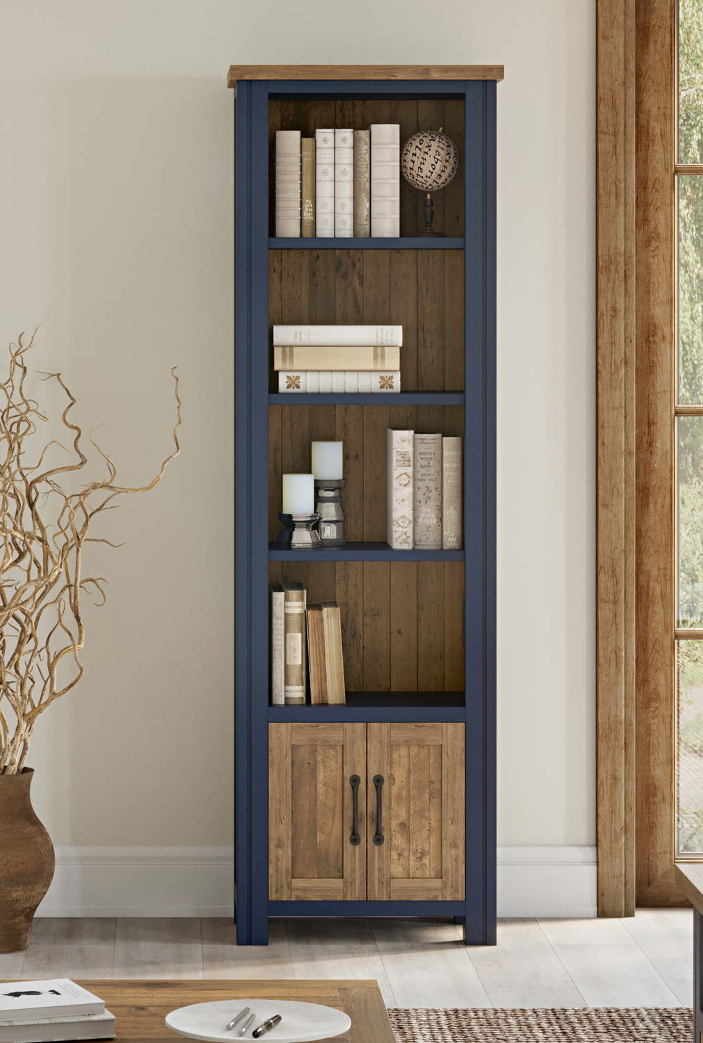 Debden Narrow Bookcase Fully Assembled Oak World