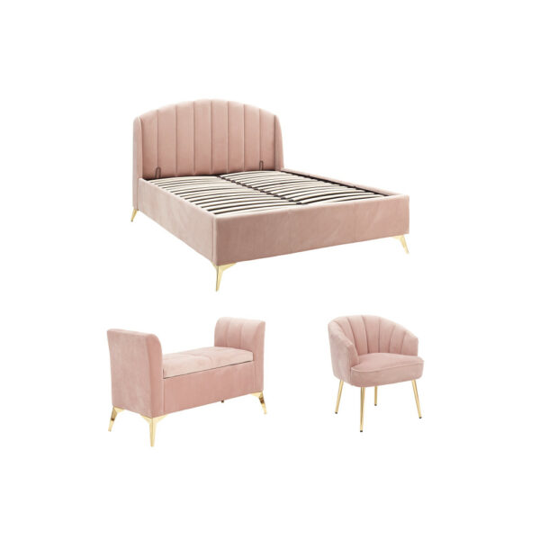 Haikou 135Cm End Lift Ott Pink + Chair Pink + Ottoman