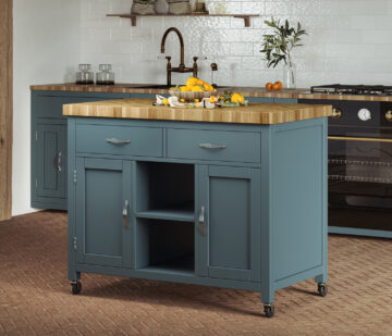 Kennington Kitchen Island (Blue) with Butchers Block