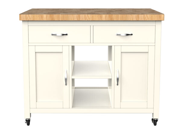Kennington Kitchen Island (Cream) with Butchers Block | Fully Assembled