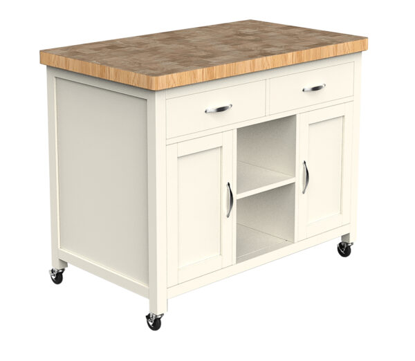 Kennington Kitchen Island (Cream) with Butchers Block | Fully Assembled