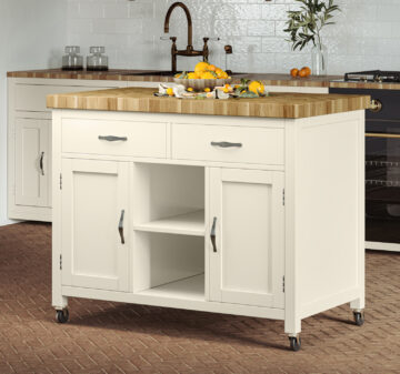 Kennington Kitchen Island (Cream) with Butchers Block