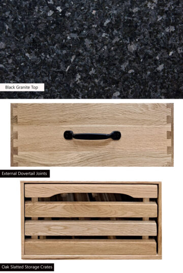 Kennington Kitchen Island (Oak) Two Drawer With Black Granite Top