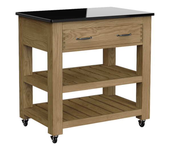 Kennington Kitchen Island (Oak) Two Drawer With Black Granite Top | Fully Assembled