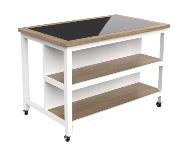 Kennington Kitchen Island (White) Open with Breakfast Bar | Fully Assembled