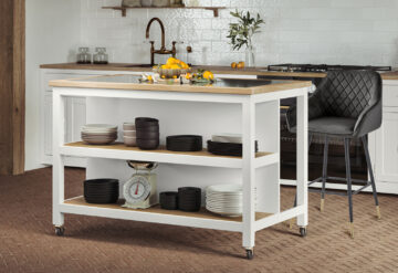 Kennington Kitchen Island (White) Open with Breakfast Bar