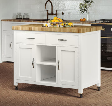 Kennington Kitchen Island (White) with Butchers Block