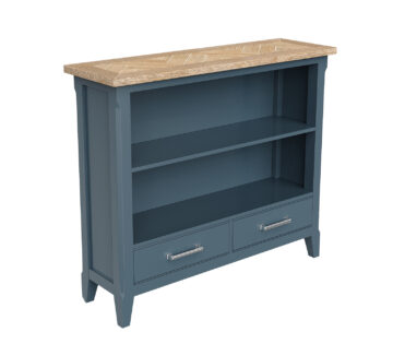 Stockwell Blue Low Bookcase | Assembled