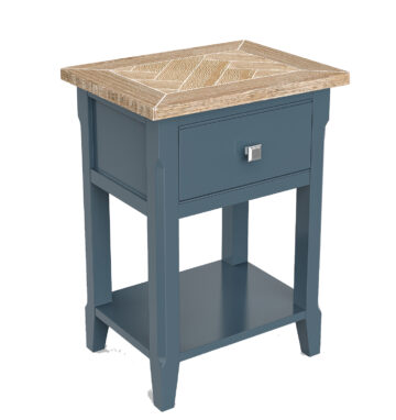 Stockwell Blue 1 Drawer Lamp Table | Assembled