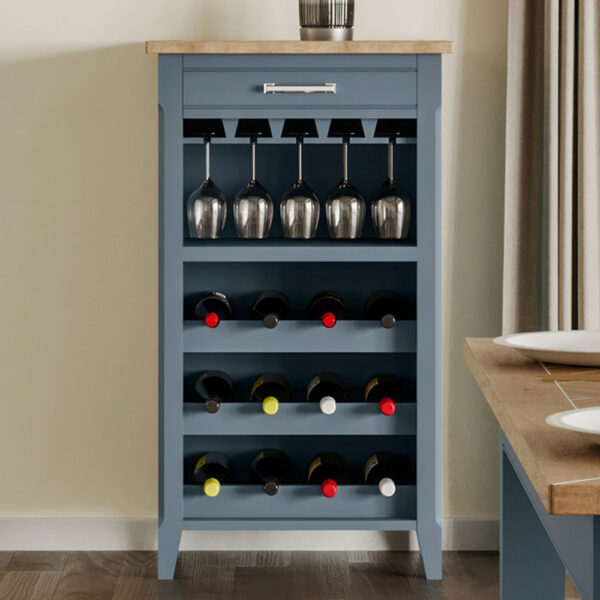 Blue Stockwell Wine Rack / Glass Storage Cabinet | Fully Assembled