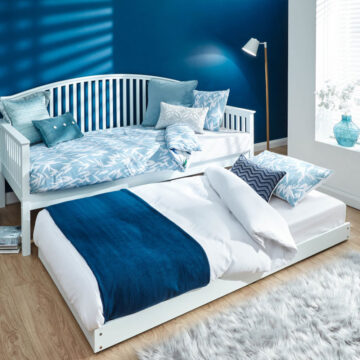 White Reus Wooden Day Bed & Trundle Set | Assembly Required