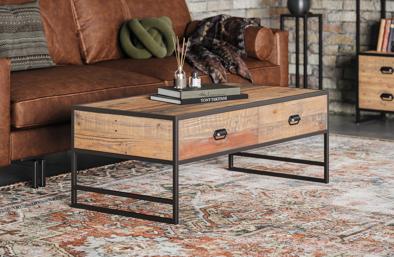 Victoria Rustic Coffee Table With Four Drawers Fully Assembled Oak