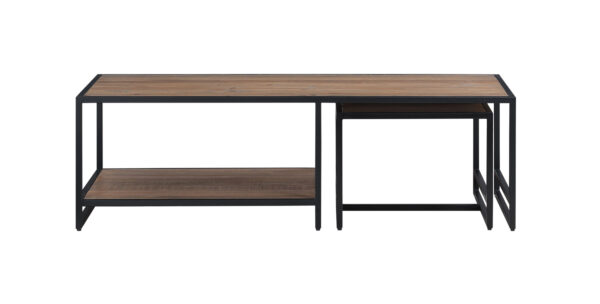Black Victoria Rustic Coffee Table With Removeable Side Table | Fully Assembled