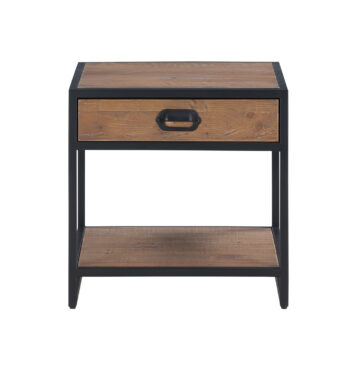 Victoria Black 1 Drawer Rustic Lamp | Side Table | Assembled
