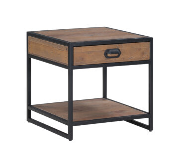 Victoria Black 1 Drawer Rustic Lamp | Side Table | Assembled