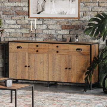 Black Victoria Rustic Large Door / Drawer Sideboard | Assembled