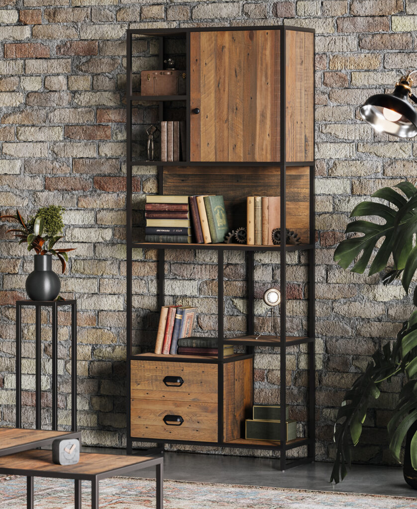Victoria Rustic Large Open Bookcase Fully Assembled Oak World