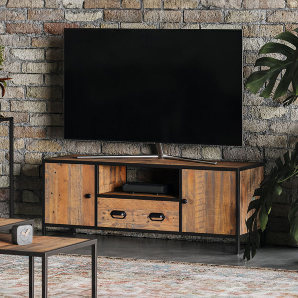 Black Victoria Rustic Large Widescreen Television cabinet | Fully Assembled