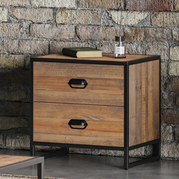 Black Victoria Rustic Modular Low Chest of Drawers | Assembled