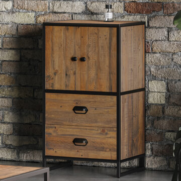 Black Victoria Rustic Modular Medium  Cupboard with doors | Assembled