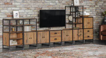 Black Victoria Rustic Modular Medium  Cupboard with doors / Shelves | Assembled