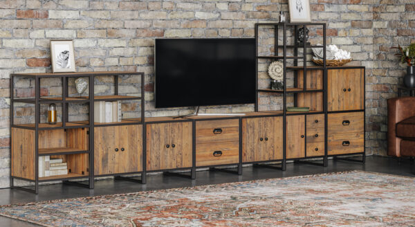 Black Victoria Rustic Modular Tall  with doors / drawers / shelves | Fully Assembled