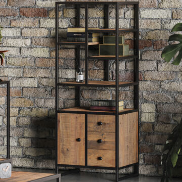 Black Victoria Rustic Modular Tall  with doors / drawers / shelves | Assembled