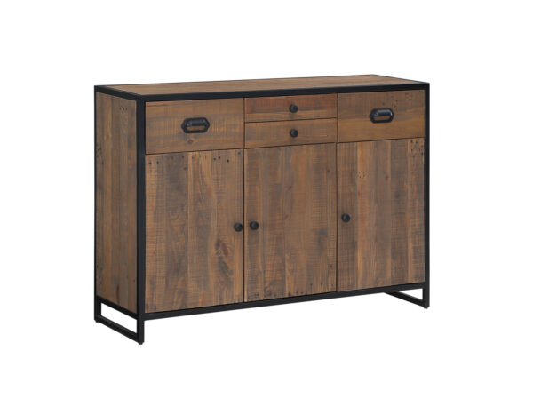 Black Victoria Rustic Sideboard With 3 Doors & 4 Drawers | Fully Assembled