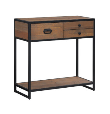 Victoria Rustic 3 Drawer Console Table | Black Metal Frame | Assembled