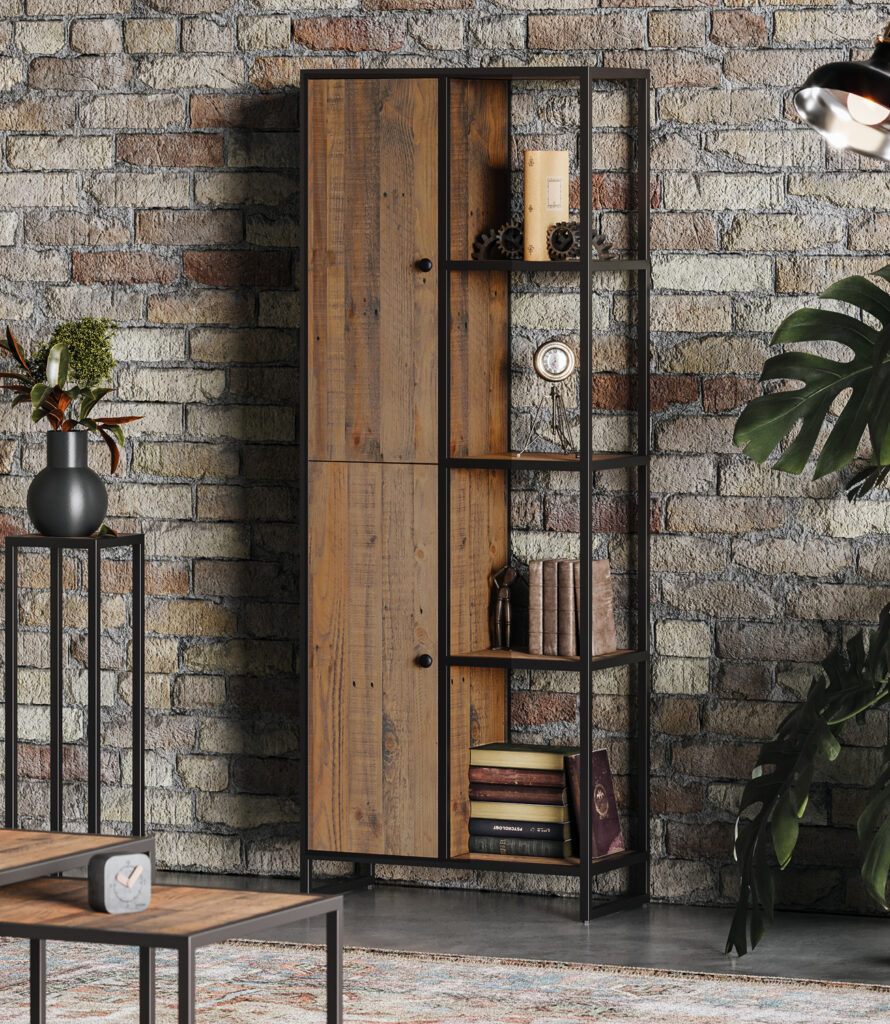 Victoria Rustic Tall Funky Bookcase Fully Assembled Oak World