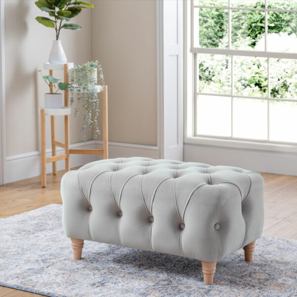 Weston Footstool | Velvet Chalm | Fully Assembled
