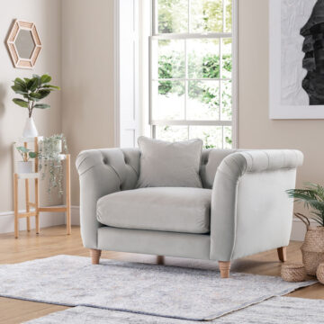 Weston Armchair | Velvet Chalk | Assembled