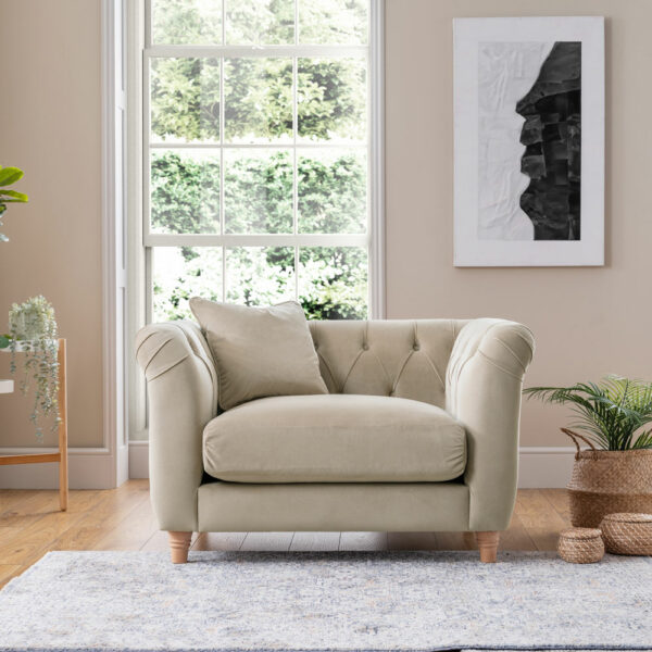 Weston Armchair | Velvet Putty | Fully Assembled