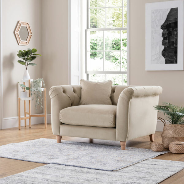 Weston Armchair | Velvet Putty | Fully Assembled