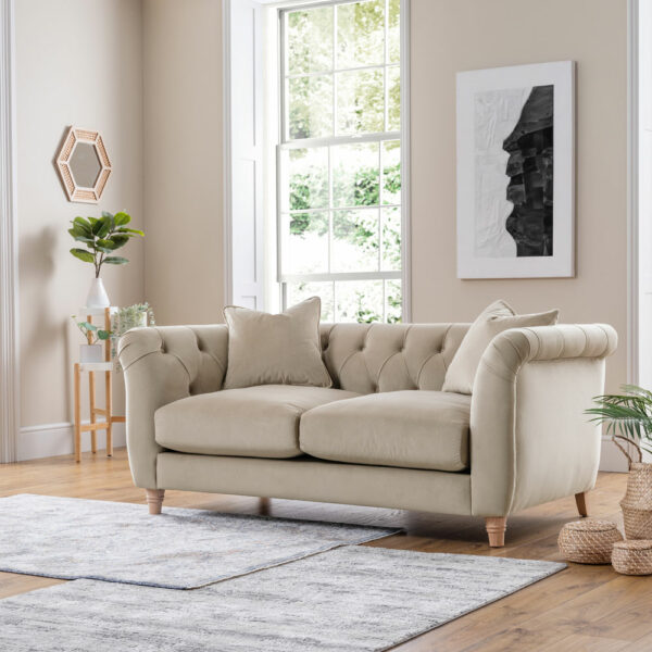 Weston 2 Seater Sofa | Velvet Putty | Fully Assembled