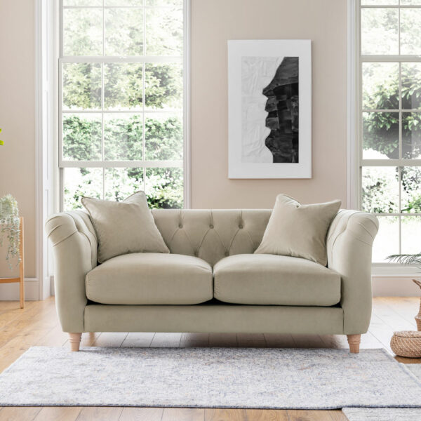 Weston 2 Seater Sofa | Velvet Putty | Fully Assembled