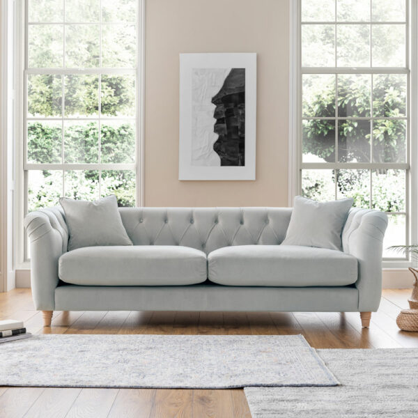 Weston 3 Seater Sofa | Velvet Chalk | Fully Assembled